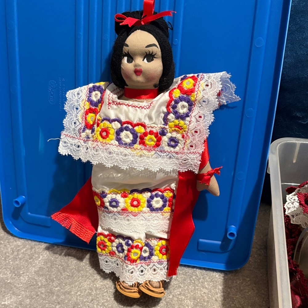 Source Unknown Floral Embroidered Doll